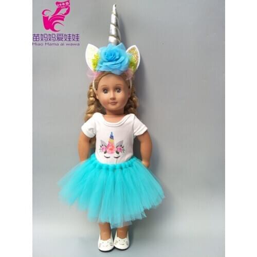 18 inch dolls clothes set for 43cm Born Baby doll lace unicorn tutu dress doll clothes for 17" doll clothes toys wear