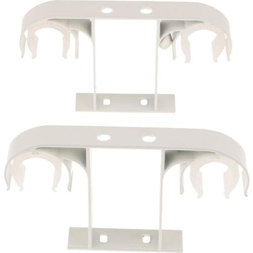 2 Piece Hard Metal Double Drape Curtain Rod Support Bracket Holder Ceiling Mounted
