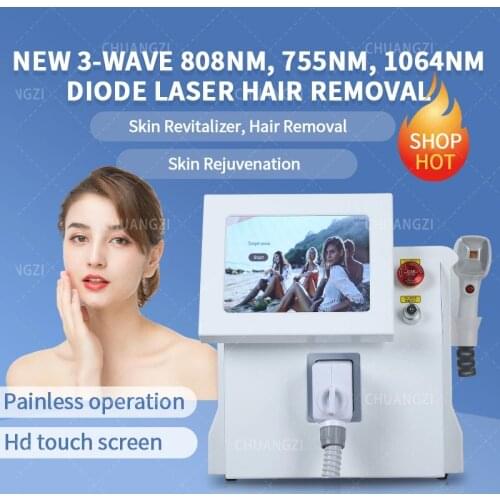 2021 Newest 755nm 808nm 1064nm 3 Wavelength Diode Laser 808nm laser Hair Removal Machine for salon