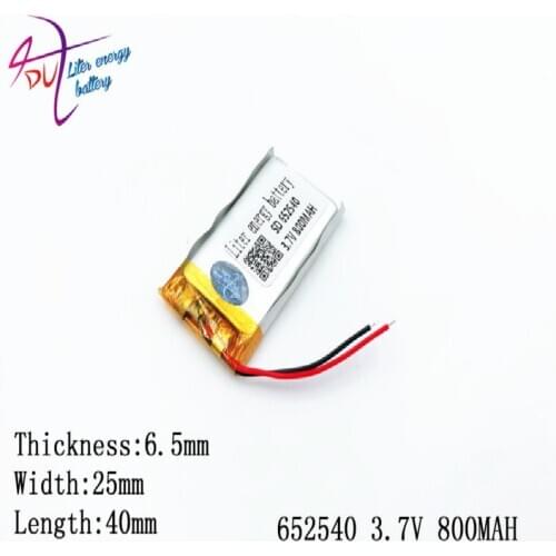 3.7V 800mAH 652540 polymer lithium ion / Li-ion battery for GPS,mp3,mp4,mp5,dvd,bluetooth,model toy mobile bluetooth