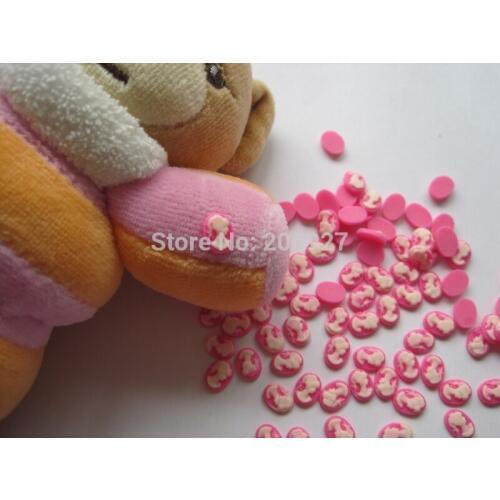 RC117-3 30pcs Cute Hot Pink Cameo Shape Nail Resin Decoration Outlooking