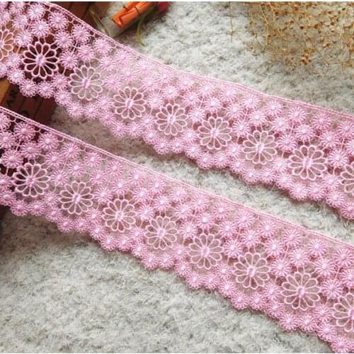 5 Meters Lace Trim Flower Pink Lace Fabric Decoration Crafts Sewing Lace Ribbon For Dress Garment DIY Decoration 5cm Width