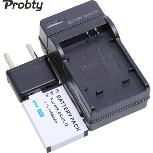 PROBTY EN-EL12 EN EL12 Camera Battery + Charger for Nikon Coolpix S9700 S9500 S9400 S9300 S9100 S8200 S8100 S8000 S6300 S6200