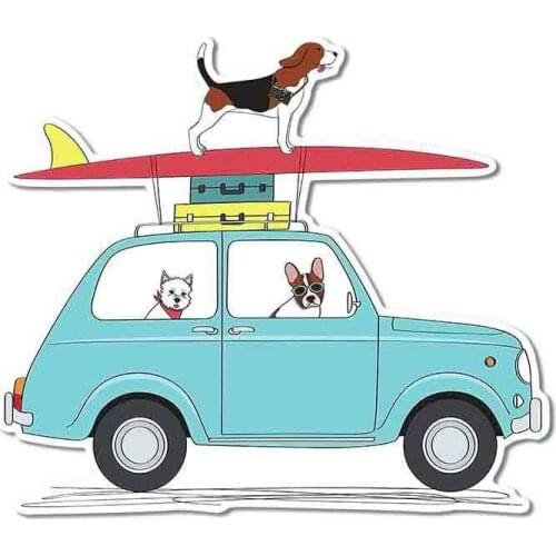 Car Stickers Decor Motorcycle Decals for Dog Surfing Puppy Surf Funny Decorative Accessories Creative Waterproof PVC 13cm