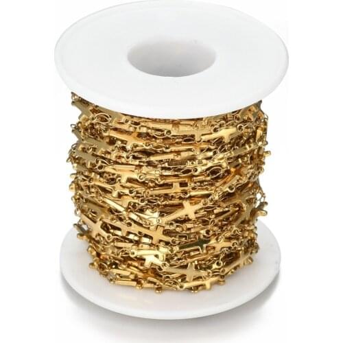 10m/roll 5mm Golden 304 Stainless Steel Chains Soldered Cross Link Chain for Jewelry Making Findings Diy Necklace Materials