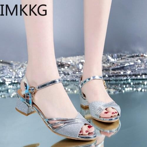 Gold silver women Wedding Shoes Ankle Strap Party Open Toe Woman Shoes Ladies Shoes High Heels Pumps Women Sandals