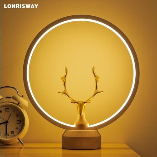 LONRISWAY LED Wood Desk Lamp, Bedroom Bedside Night Light, Dimmable Led Lighting, Creative Home Decor, Unique House warmging Gif