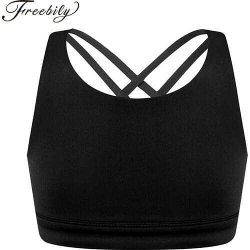 Kids Girls Spaghetti Straps Sleeveless Backless Straps Criss Cross Back Vest Top Yoga Bra Tank Shirt for Gym Workout Activewear