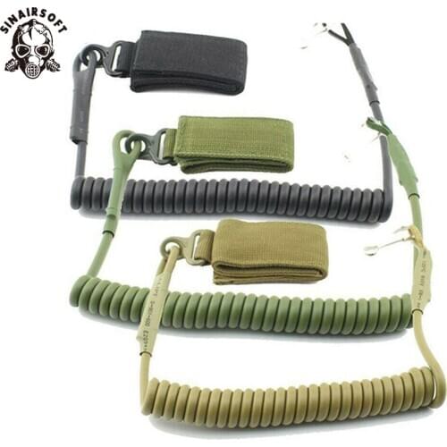 Elastic Coil Sling Rope Lanyard Molle Hunt Pistol Tool Belt Airsoft Gun Handgun Shooting Military Bag Spring Strap Paintball