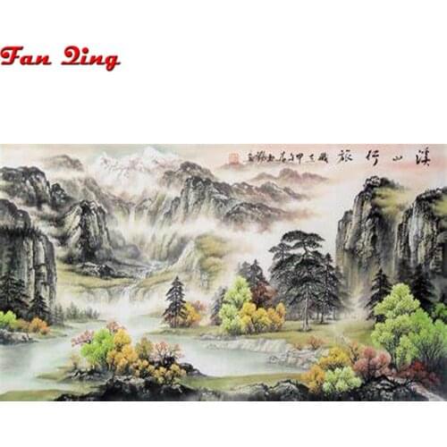 DIY 5D Chinese landscape painting diamond Embroidery,Round Diamond Full rhinestone Diamond painting cross stitch,needlework