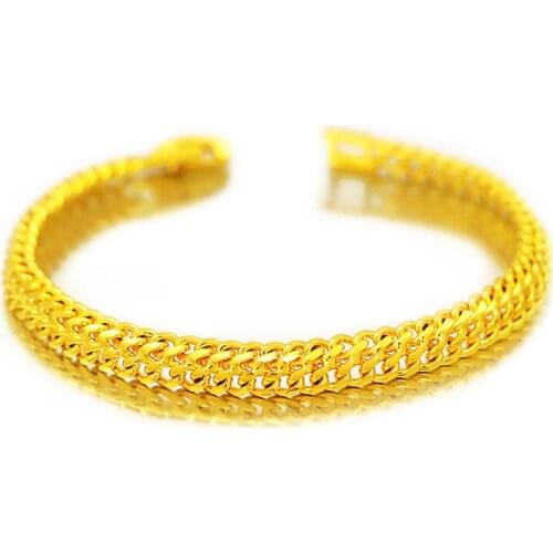 Korean Fashion Womens Bracelet 14K Gold Jewelry Charm Wedding Engagement Bracelets Yellow Gold Hand Fine Jewelry for Girls Gift