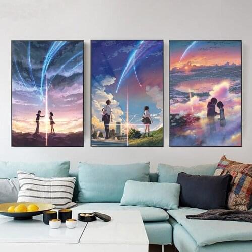 Manga Anime Movie Your Name By Posters and Prints Cartoon Love Wall Art Pictures Cuadros Canvas Printing Living Room Decoration