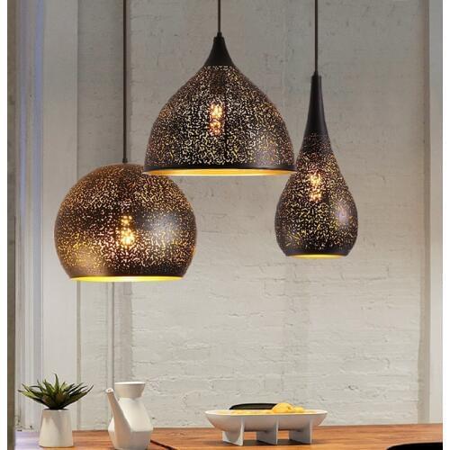 Moroccan pendant lamp for Bedroom Dining room Kitchen Island mosque chandeleir indoor home Black Loft Chandelier