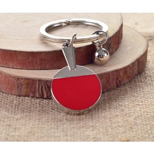 Mini Simulation Table Tennis Handmade Souvenir Cute Racquet Key-chain Alloy Key Buckle Sports Chain Car Bike Keyring Q1039CMD