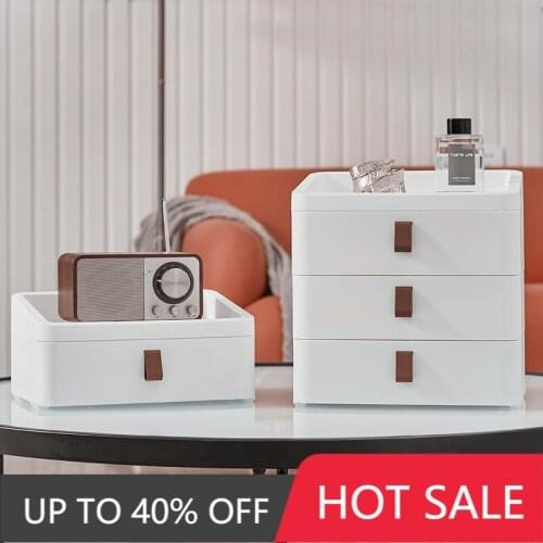 Multifunctional Desktop Storage Box Drawer Type Cosmetic Plastic Storage Box with Lid Stackable Debris Sorting Box