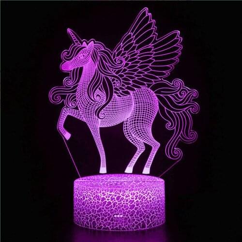 Newest LED 3D Kid night light creative dining table bedside lamp romantic horse light lamp children home decoration gift for kid