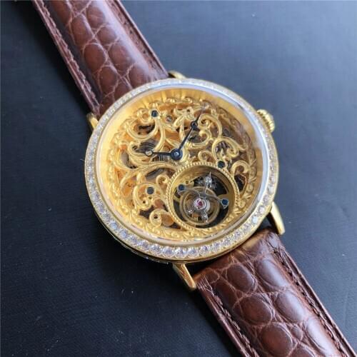 Limited Edition Top Skeleton Mens Tourbillon Diamond Sapphire Glass Men Mechanical Hand Winding Watches ST8000K Seagull Movement