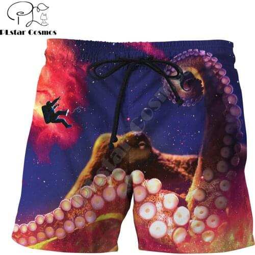 PLstar Cosmos 2019 New summer vibes shorts Octopus Galaxy Space astronaut 3D Printed Male/Female Harajuku Casual Shorts