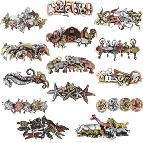 Retro 3 Antique Metal Colors Combo Butterfly/Dragonfly/Animals/ Digit/ Stars Vintage Steampunk Women`s Hairclip