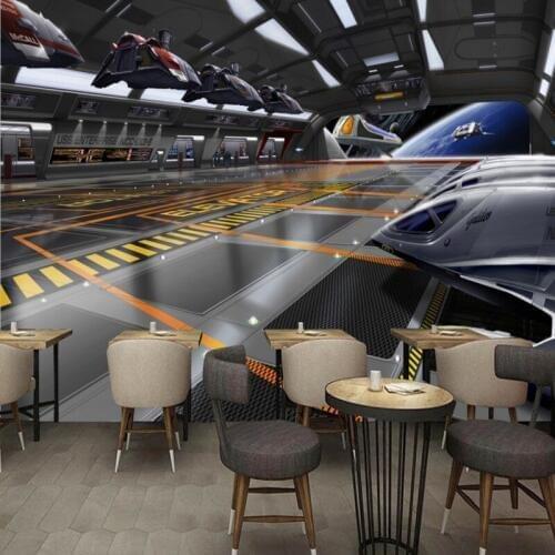 Dropship Colomac Luxury Wallpaper 3D Space Cabin Black and White Wallpaper Foto Wall Mural Papel De Parede Infantil Living Room