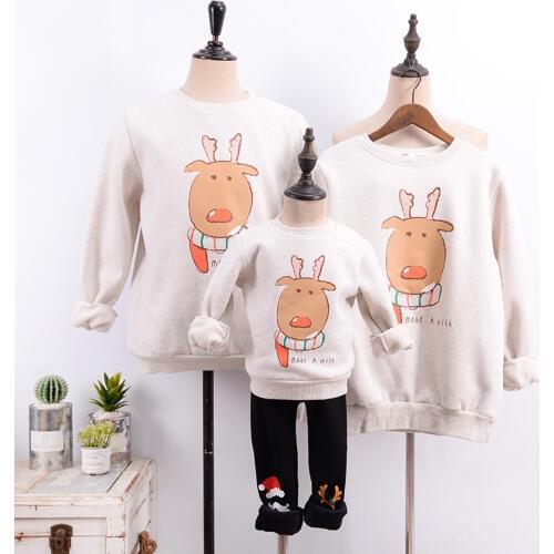 Family Matching Clothes Dad Mom and ME Fawn Sweater 2019 Father Mother Daughter Son Christmas New Year Cotton Sweater Outfits