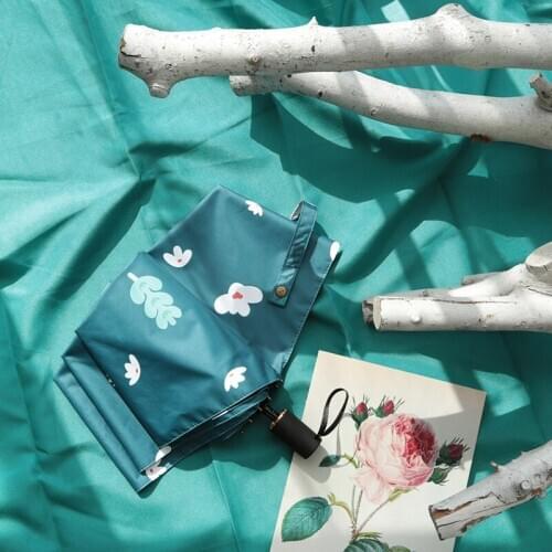 Young Lady Series Flower Rain Umbrella Countryside Field White Bottom Sun Parasol Black Coating Outside Summer Umbrella