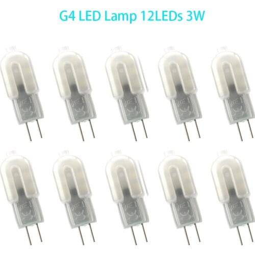 10Pcs G4 LED Bulb 3W 12LEDs Mini LED Lamp AC220V AC12V 2835 SMD Warm/Cold White Chandelier 360 Beam Angle Replace Halogen Light