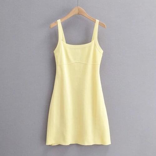 ZA Women Sexy Retro Knitting Dress Suspenders Low Chest Open Back Dress Suspender Party Mini Skirt XITIMEAO