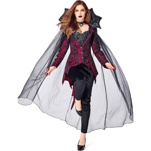 Witch Vampire Cosplay Costume For Woman Girl Witch Vampire Queen Halloween Ball Party Costumes Full Set