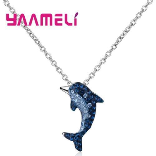 New Fashion 925 Sterling Silver Gold Horn Little Whale Pendant Necklace For Dance Party Female Animal Jewelry Gift