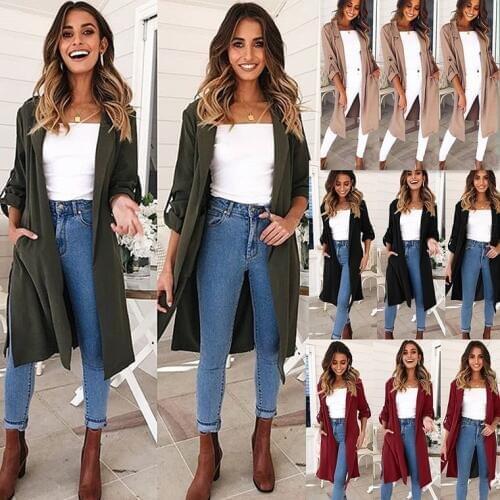 S-XL women autumn winter long sleeve coat trench lady brand casual leisure loose split trench coat