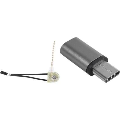 1 Pcs Lighting Ceiling Fan Light Switch W Pull Chain 3A 250VAC 6A 125VAC & 1 Pcs Micro-USB USB 3.1 Type-C USB Adapter