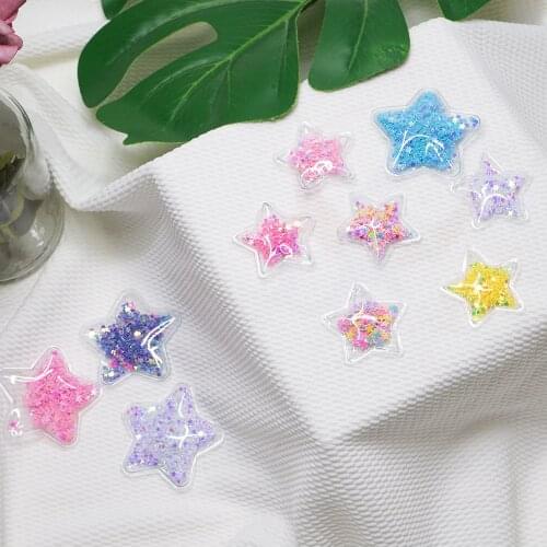 10Pcs/lot 50mm Transparent PVC Star Filling Shakers Applique for DIY Crafts Headwear Hair Clips Bow Decor Accessory