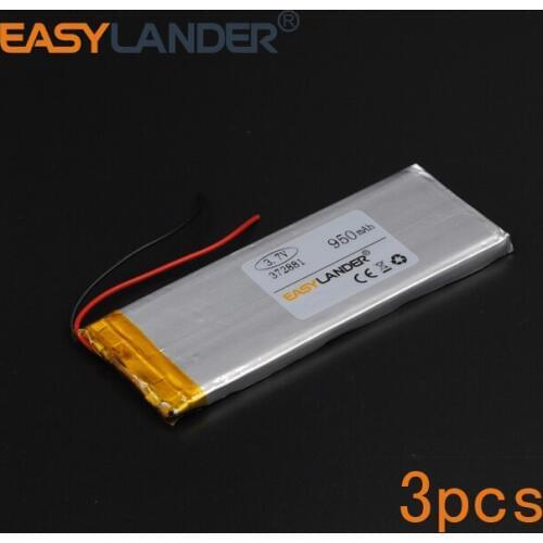 3pcs 3.7V 950mAh 372881 Polymer Li-ion Battery For Mp3 Mp4 PAD DVD DIY E-book bluetooth Vedio Game toys Tablet PC mobile