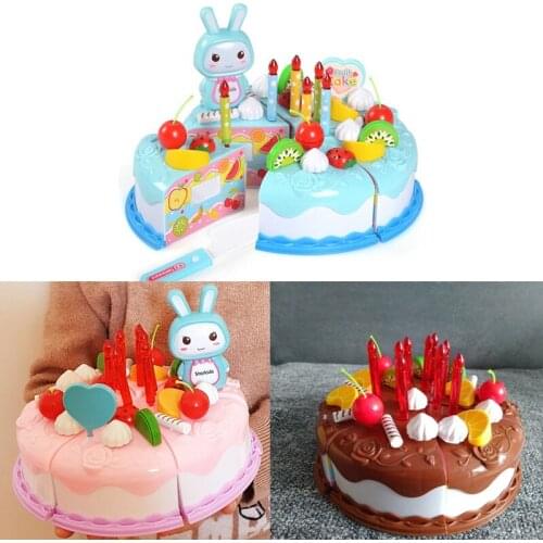 37pcs Protend Play Fruit Cuting Birthday Toy DIY Kitchen Cake Toys For Kid