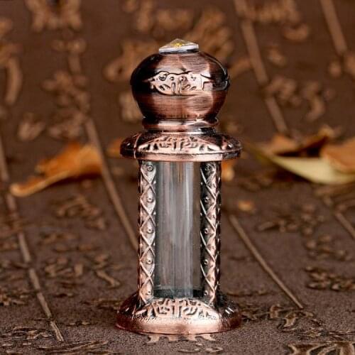 4ML Glass&Metal Antiqued Style Retro Bronze Hollow Flower Engraved Refillable Empty Perfume Container Home Decoration Bottle
