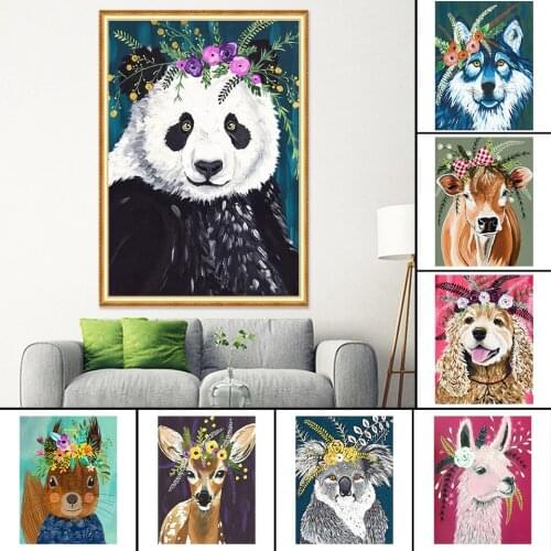 5D DIY Diamond Painting Animals Dog Panda Cross Stitch Kit Full Drill Square Embroidery Mosaic Art Picture of Rhinestones Decor