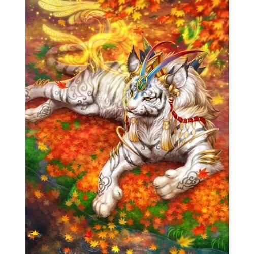 5D DIY square/round Diamond Painting White tiger Cross Stitch Diamond Embroidery Pattern Rhinestone Home Decor J1343