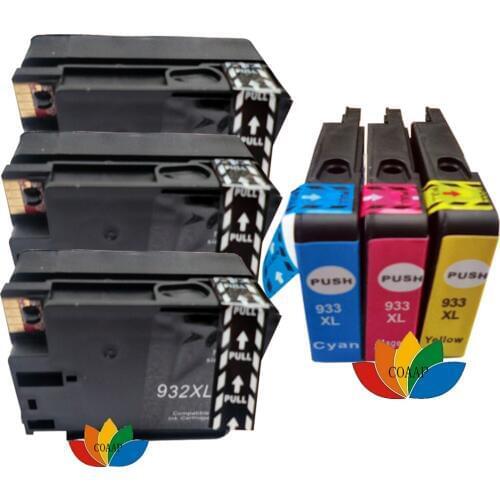 6 Compatible Ink Cartridges for 932xl hp 933xl OfficeJet 6100 6600 6700 7110 7610 7612 Printer with chip show ink level