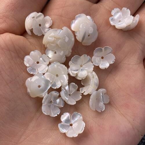 Shell Beads Carved-flowered Accessories White Loose Shell For Jewelry Making Bracelet Earring Handiwork Sewing Accessory