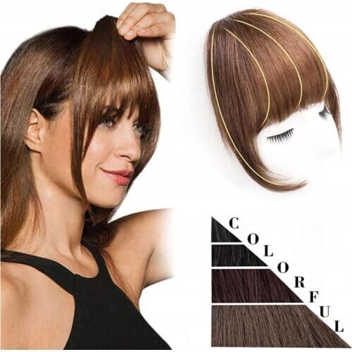 Kong&Li White Black Brown Gold Fake Fringe Clip In Blunt Bangs Synthetic Hair Extensions With High Temperature Fiber