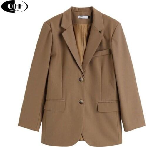 Autumn Winter Women Blazer Chic Long Sleeve Khaki Loose Lady Office Work OL Streetwear Jackets Coat Elegant Outwear Suits Femme