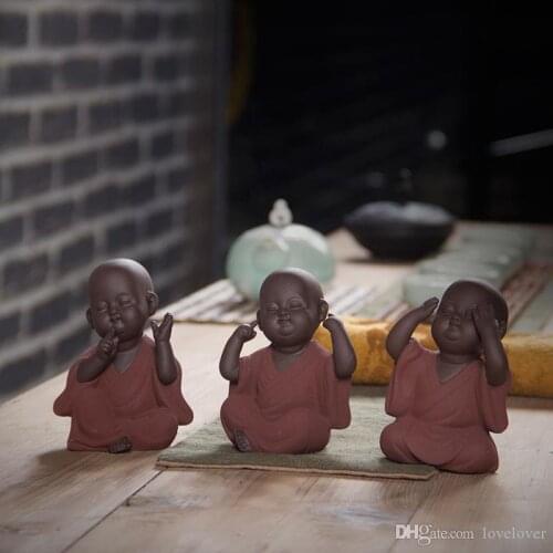 Handmade Buddha Tea Pet purple sand buddha Monk Tea tray decor accessories kung fu tea set
