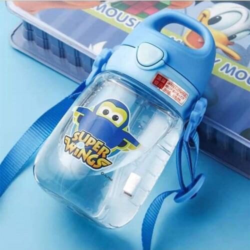 Disney Child Water Tritan Cup For Boys Girls Super Wings Straw Cup Sippy Cup Student Marvel Sofia baby water bottle for kids