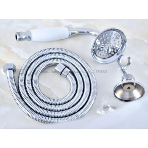 Bathroom Polished Chrome Bathroom Shower Head Water Saving Hand-held Sprayer Tap & 1.5 m Hose shower set & Bracket Nhh030
