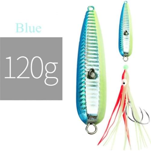 1 Piece 120g Jig Fishing Lure Metal Sinking Saltwater Lures Luminous Squid Hook Octopus Soft Bait Bait Peche Pike Fish