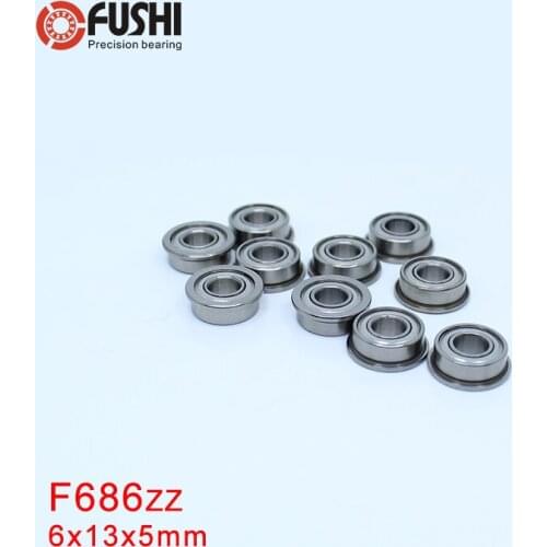 F686 ZZ Flange Bearing 6x13x5 mm ABEC-1 ( 10 PCS ) Flanged F686 Z ZZ Ball Bearings F618/6ZZ
