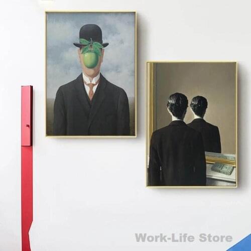 Rene Magritte Canvas Painting Surrealism Artwork the son of man Posters and Print Wall Art Picture for Home Cuadros Decor