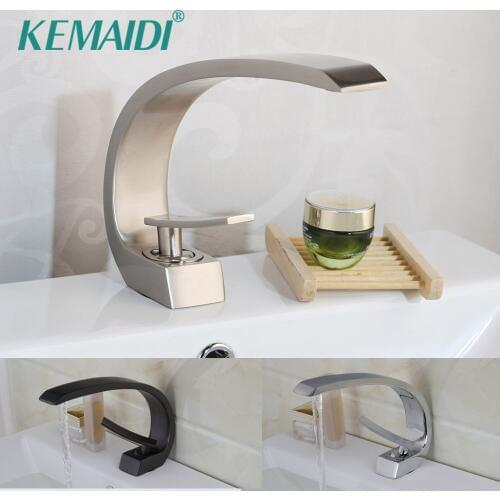 KEMAIDI New Bath Basin Faucet Brass Chrome Faucet Brush Nickel Sink Mixer Tap Vanity Hot Cold Water Bathroom Faucets