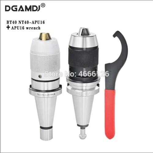 Kit BT40 NT40 CNC chuck tool holder drill chuck adapter APU16 1-16mm keyless self-tightening drill chuck 3-jaw chuck+APU wrench